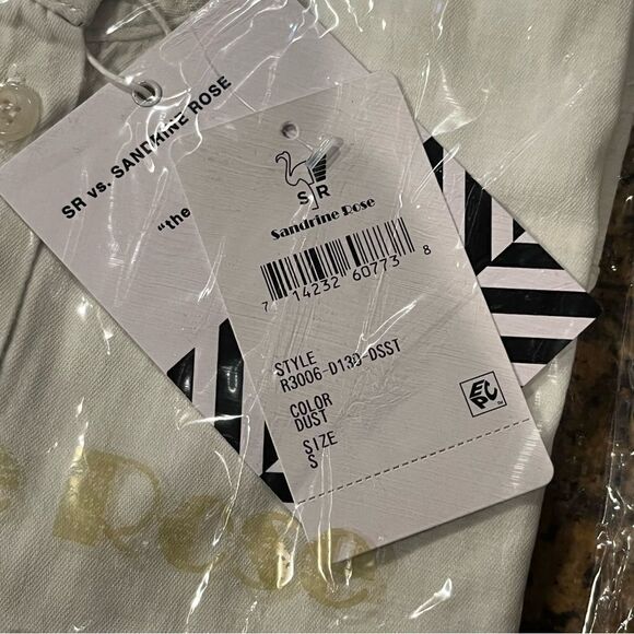 Sandrine Rose FP Mandarin Denim Shirt Size S White Button Down - Picture 6 of 6